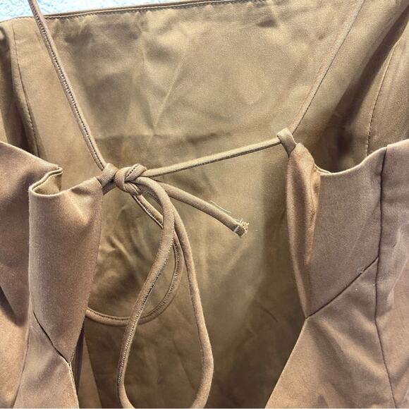 Anthropologie Maeve Drop Wrap Mini Dress Brown Backless - Picture 4 of 10